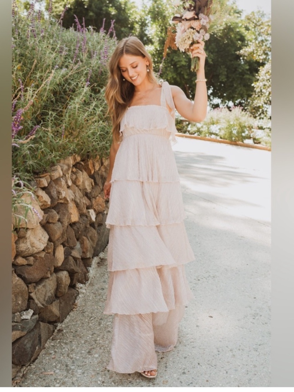 Show Me Your MUMU pink tiered ruffle dress - Picture 2 of 6